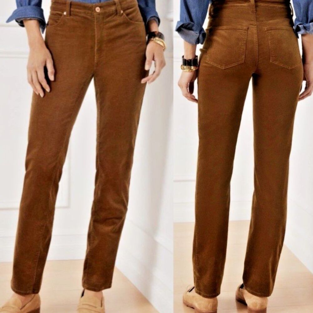 Talbots Heritage Corduroy Pants Womens Sz 6 Caramel Straight 5 Pocket Stretch